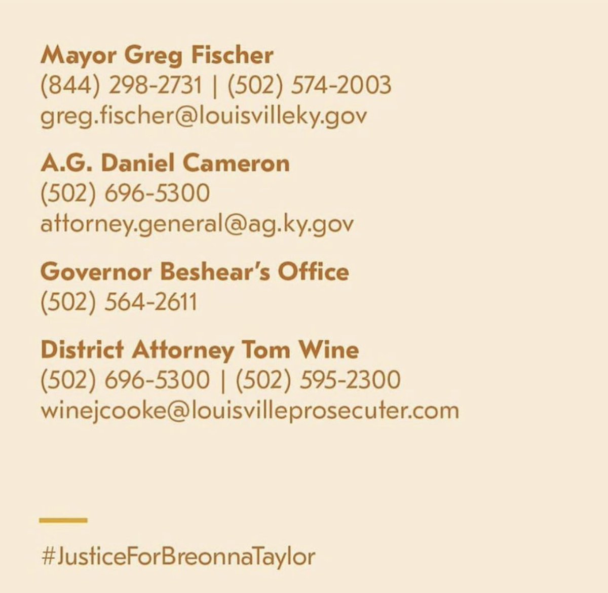 BerniceKing's tweet image. We have not moved on.

#JusticeForBreonnaTaylor 

@GovAndyBeshear @djaycameron @DanielCameronAG @RepJohnYarmuth @RandPaul @senatemajldr