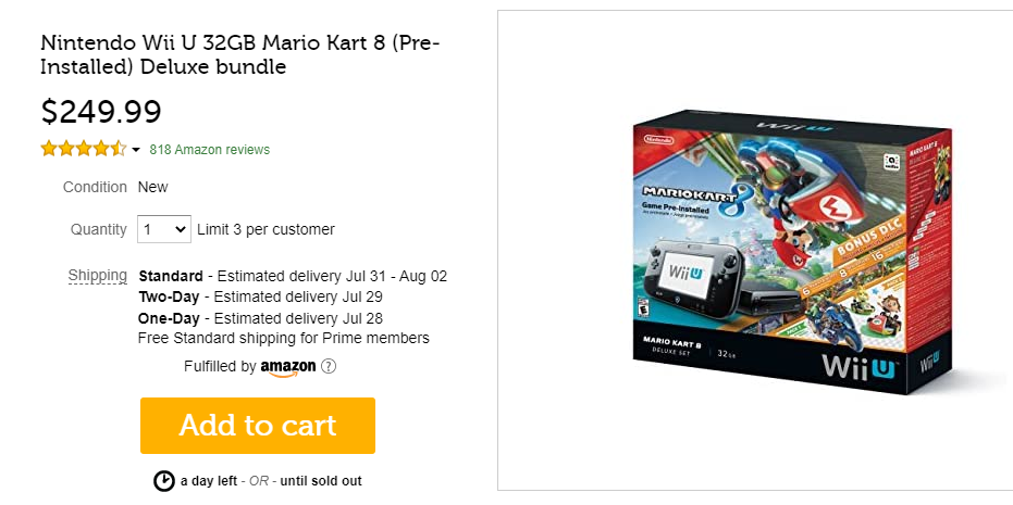 Nintendo Wii U 32GB Mario Kart 8 (Pre-Installed) Deluxe bundle