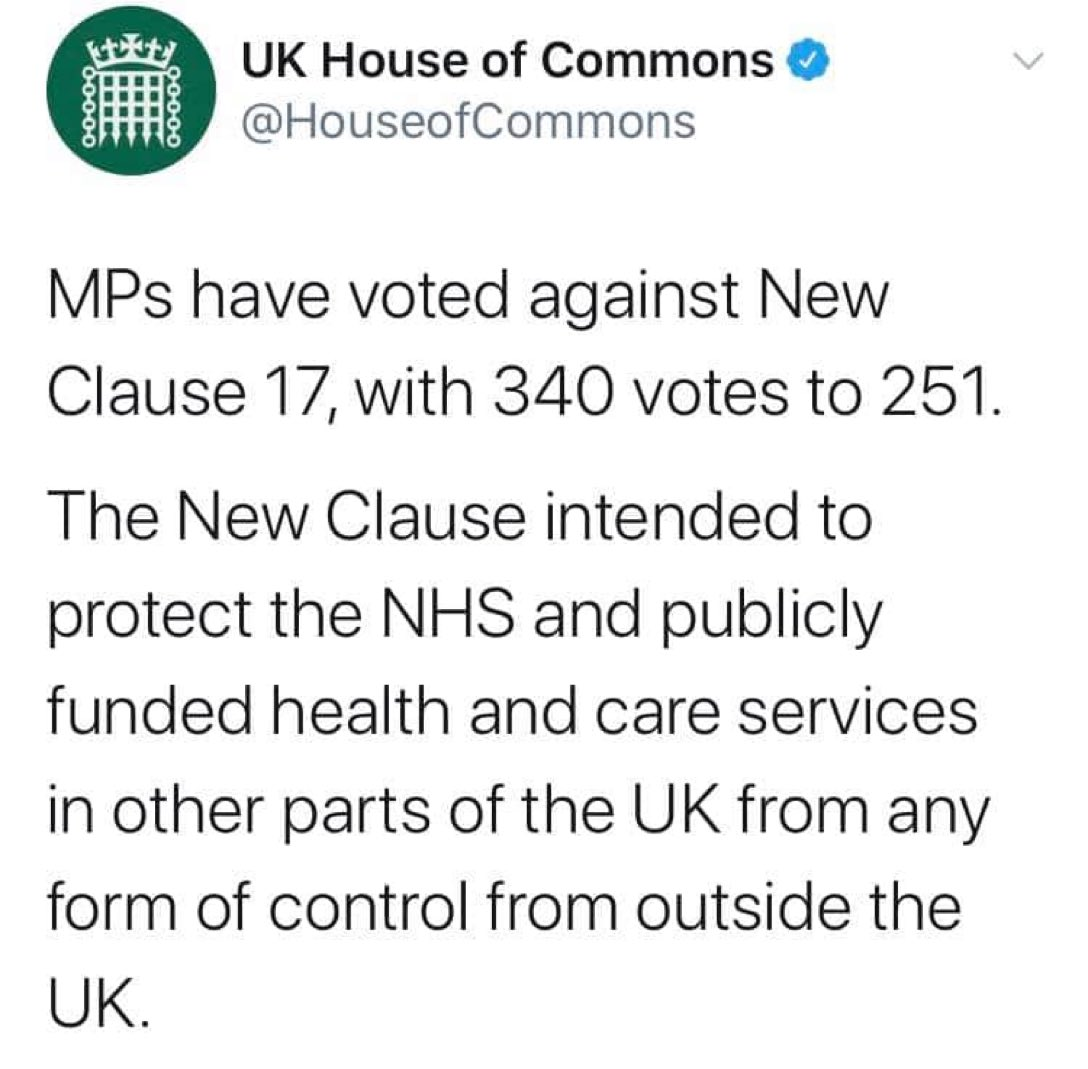 ficaryl's tweet photo. Why has there been no coverage from @Channel4News & @BBCr4today on #Clause17 vote to remove protection of NHS under trade deals? Not one mention. Russia report is a deliberate distraction #NHSNotForSale
#NHSPrivatisation https://t.co/yS9vQFGWBd