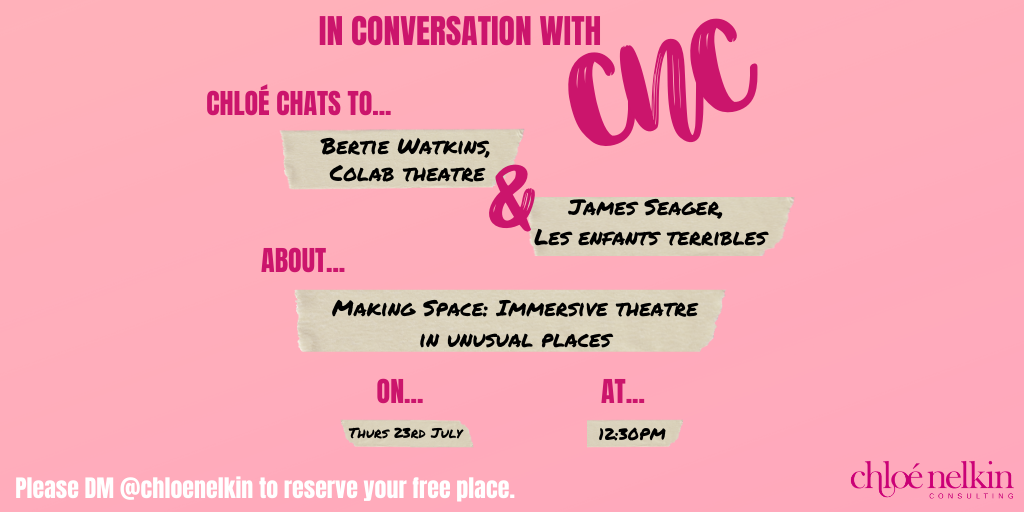 Les Enfants Terribles (@lesenfantsterr) on Twitter photo TOMORROW 12.30PM! Join our Creative Director & Producer James Seager talking all thing Immersive Theatre in Unusual Spaces with <a href="/chloenelkin/">Chloé Nelkin Consulting</a> along with <a href="/CoLab_Theatre/">COLAB Theatre Productions</a>'s Bertie Watkins. DM Chloe to find out more and reserve your place before its too late! TOMORROW 12.30PM! Join our Creative Director & Producer James Seager talking all thing Immersive Theatre in Unusual Spaces with <a href="/chloenelkin/">Chloé Nelkin Consulting</a> along with <a href="/CoLab_Theatre/">COLAB Theatre Productions</a>'s Bertie Watkins. DM Chloe to find out more and reserve your place before its too late!