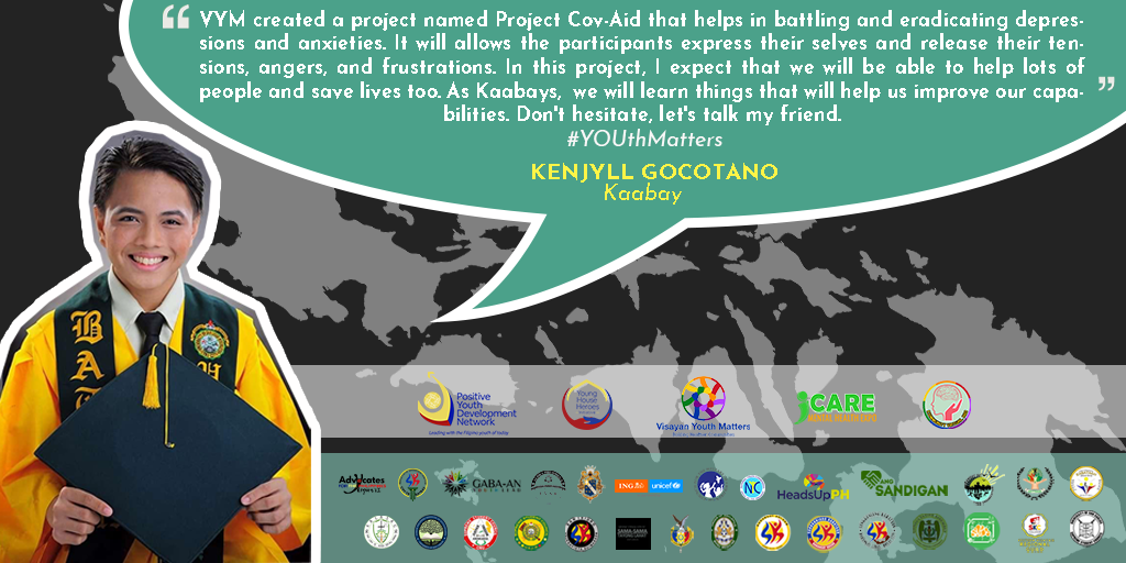 VYMCV_official's tweet photo. 💚Kumusta Ka Kaabay?💚

Our #ProjectCoVAid Kaabays share their insights on what it's like being part of the forefront of Mental Health Awareness in this global pandemic.

For a #HealthierVisayas, Mag #StoryaTaGaw📯📯📯 https://t.co/rrJ5z6PqBb