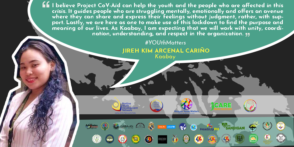 VYMCV_official's tweet photo. 💚Kumusta Ka Kaabay?💚

Our #ProjectCoVAid Kaabays share their insights on what it's like being part of the forefront of Mental Health Awareness in this global pandemic.

For a #HealthierVisayas, Mag #StoryaTaGaw📯📯📯 https://t.co/rrJ5z6PqBb