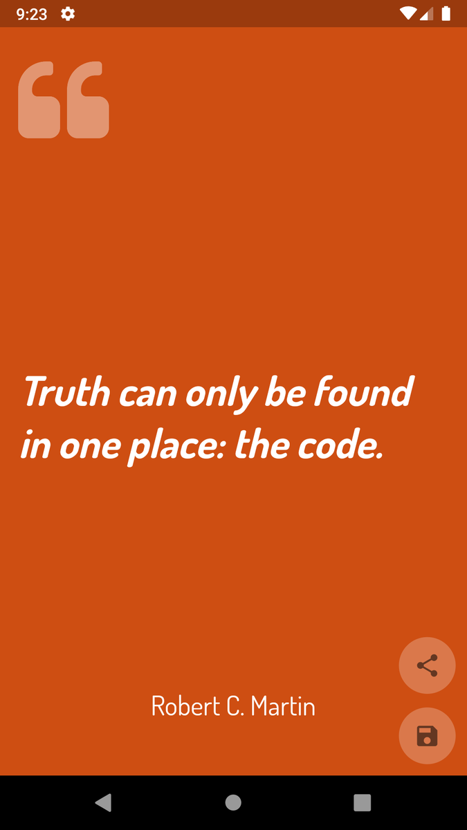 OM_8007's tweet photo. I built quotes app in Flutter following @marcuslng video. 
🚀Added save and share functionality with RepaintBoundary using simple_permission, path_provider, wc_flutter_share packages
🌟🌟 https://t.co/nYQFAwhVbP if you like it  
#flutter #quotesapp #flutterdev https://t.co/Jps7sQGocg