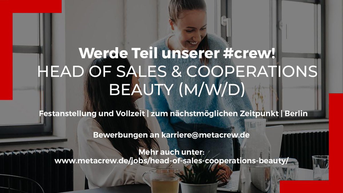 metacrewCEO's tweet photo. Die #beauty-Branche rückt 2020 stark in unseren Fokus. Eine mehr als „hübsche“ Innovation steht an.. Wir suchen also Verstärkung, diesmal in der Offensive! 😁 Gern bewerben, teilen, empfehlen! https://t.co/N4Tf6CI3eG #metacrew #beauty #kosmetik #sales #boxenbusiness #jobs https://t.co/I0jtNkP1Ov