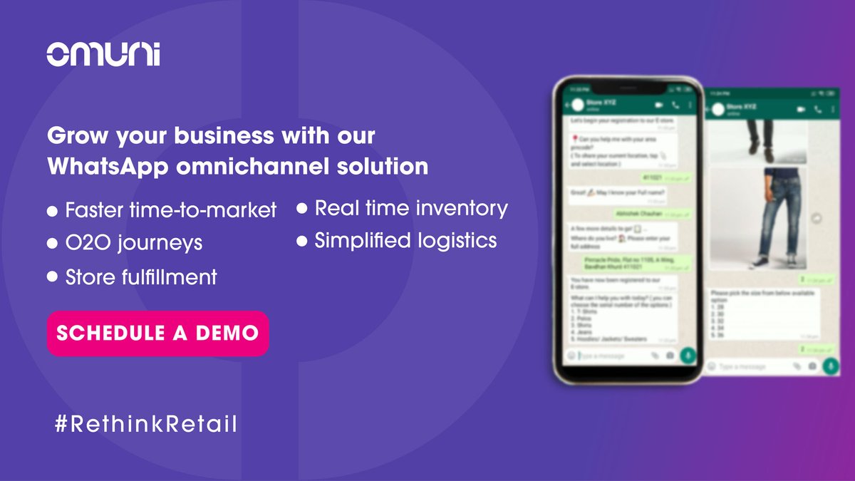 ArvindInternet's tweet photo. Schedule a demo today and learn how to open your storefront on #WhatsApp in just a few weeks, not months➔https://t.co/G6st7esJCp

#RethinkRetail #Omuni #PoweredbyArvindInternet #WhatsAppforBusiness #WhatsAppBusiness #OmnichannelSolution #RetailTech #WeAreTogether #NewNormal https://t.co/BUc1FTs22C