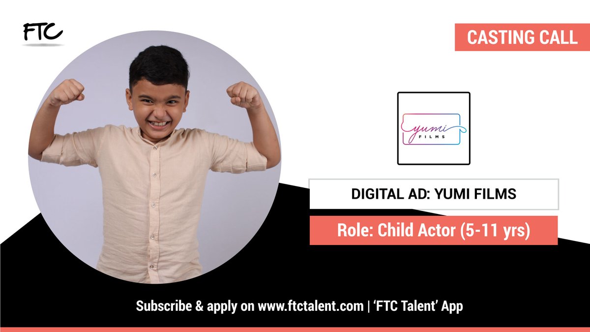 FTCTalent's tweet photo. We are seeking for a #childactor with a cute, chubby and mischievous face within the age of 5 - 11 years to play the central character for an upcoming #DigitalAD.

Web: https://t.co/C2tbHRJtXz
App: FTC Talent

#FTCTalent #UpcomingDigitalAD #OnlineCasting https://t.co/prQg6x5AEc