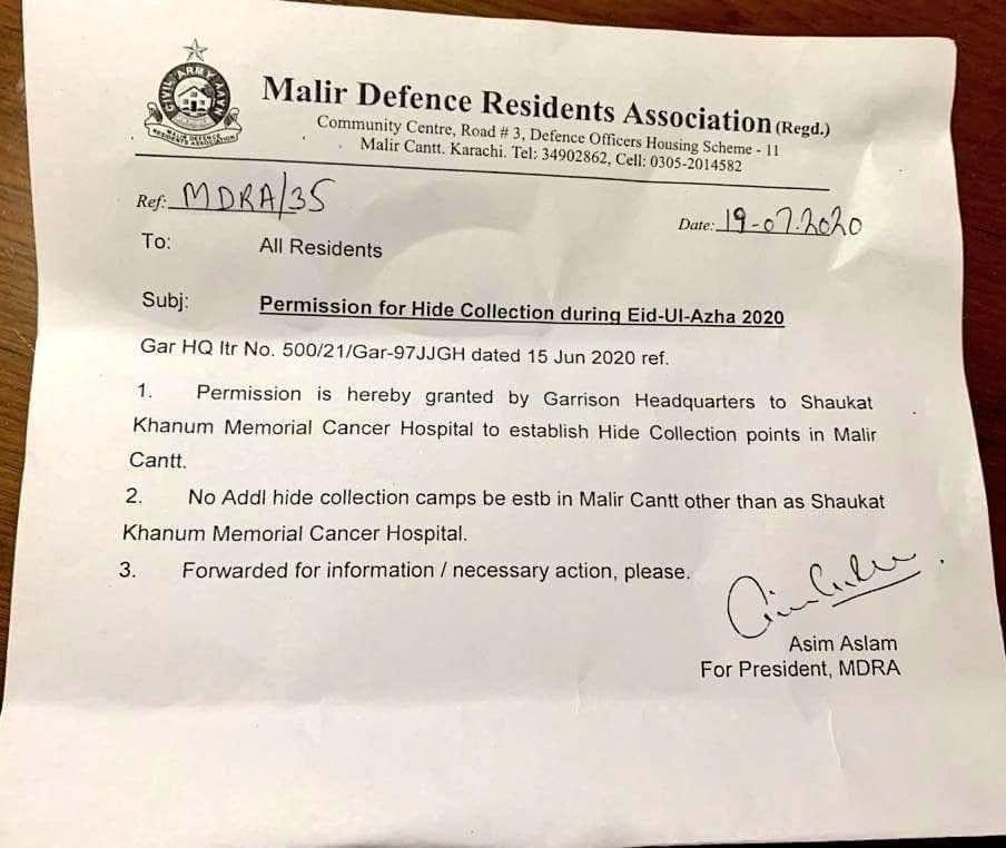 RehmanChaand's tweet photo. In Malir Cantonment, sacrificial skins should be given only to "#Shaukat_Khanum". No other organization is allowed to collect skins. Yes, not even #Edhi and #Cheepa
@PTIofficial https://t.co/YUSVGPh1gT