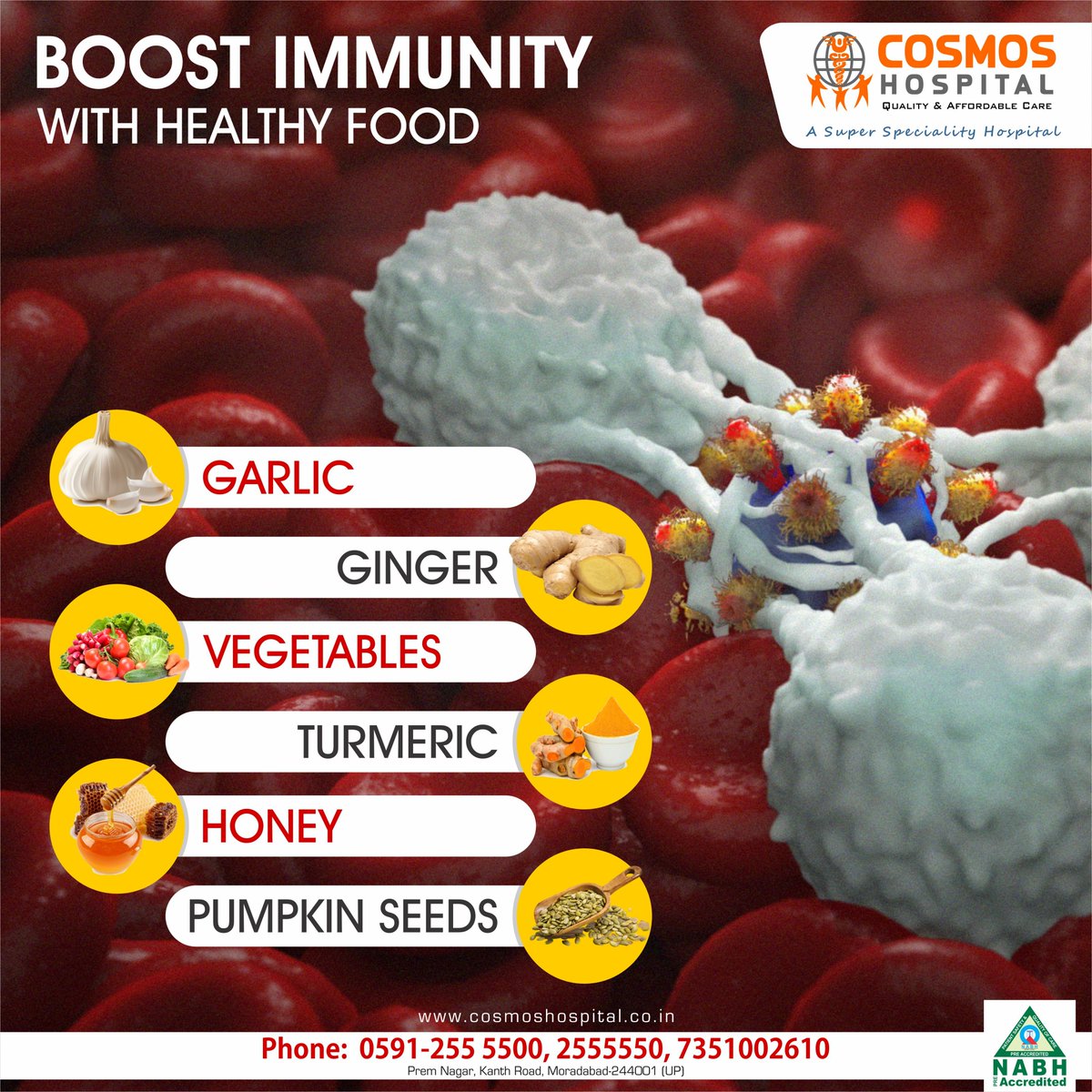 HospitalCosmos's tweet photo. Cosmos Hospital Moradabad
A Super Speciality Hospital
NABH Pre Accredited

Boost Immunity With Healthy Food

#food #immunitypower #boostyourbody #fightwithcovid19 #coronavirus #covid19 #boosterfood #health #ginger #honey #garlic #seeds #vegetables #cosmoshospital https://t.co/M8In2651dm