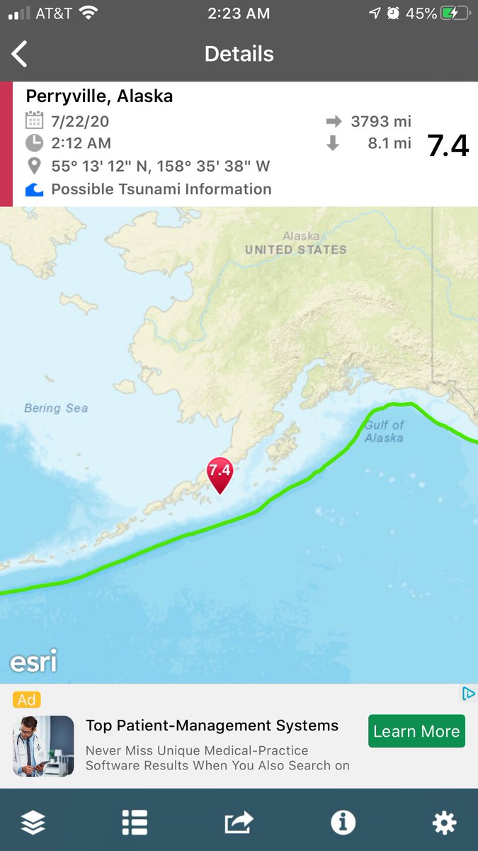 Rafy614's tweet photo. 7.4 magnitude earthquake near Perryville, Alaska. #earthquake #QuakeFeed https://t.co/b2PpQlQPe8