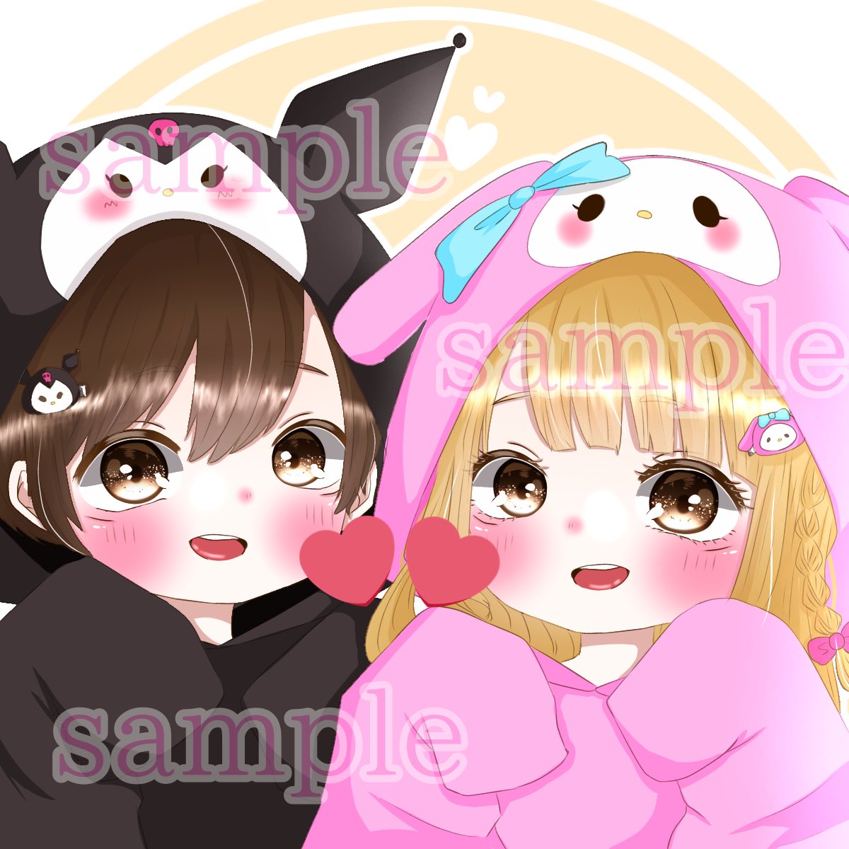 雨瀬 ぴこ イラストオーダー カップルアイコンのご依頼でした リピートありがとうございます サンリオ 着ぐるみ可愛すぎたぁぁ ありがとうございました 荒野行動 荒野行動アイコン 荒野行動イラスト カップルアイコン 有償依頼
