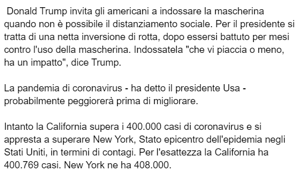 Gli ci sono voluti 5 mesi per capire (dopo milioni di contagiati e migliaia di morti), ma meglio tardi che mai. #Trump #USA 😩
