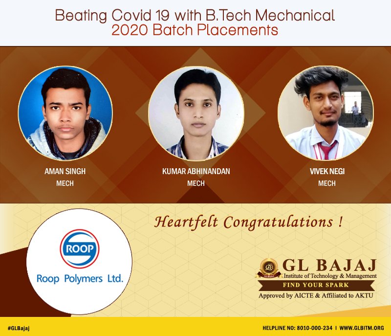 glbajaj's tweet photo. #GLBajaj #Recruiters #Jobs #success #career #education #institute #BTech #MBA #Placement2020 #Admisssion2020
#BTech2020
#MCA2020 https://t.co/EhlenUhCro