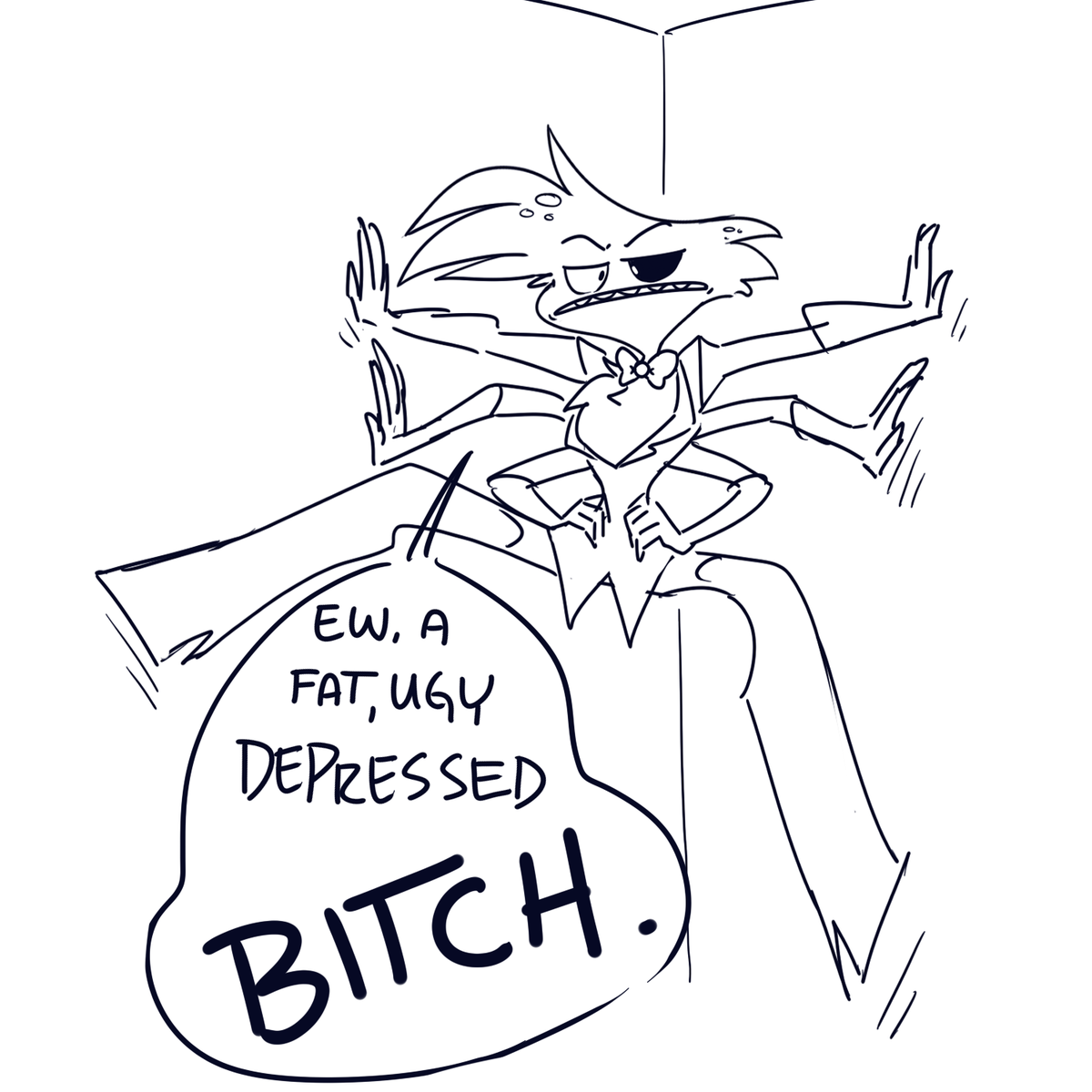 When you find a spider in the corner of your bathroom ceiling #HazbinHotel 