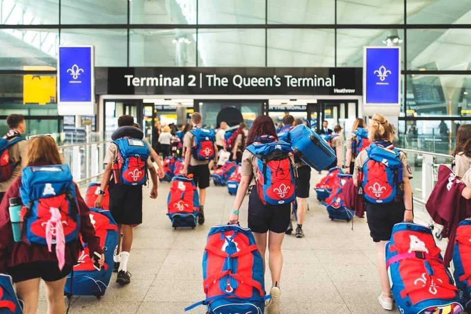 This brilliant <a href="/UKContingent/">UK Contingent 🇬🇧⚜️</a> shot was taken by <a href="/Sturge_k/">K</a> last year <a href="/HeathrowAirport/">Heathrow Airport</a> - of our young people heading off to the <a href="/worldscouting/">World Scouting</a> #Jamboree to learn #skillsforlife. Right now we are carefully planning to make sure we can do things like this again as soon as possible.