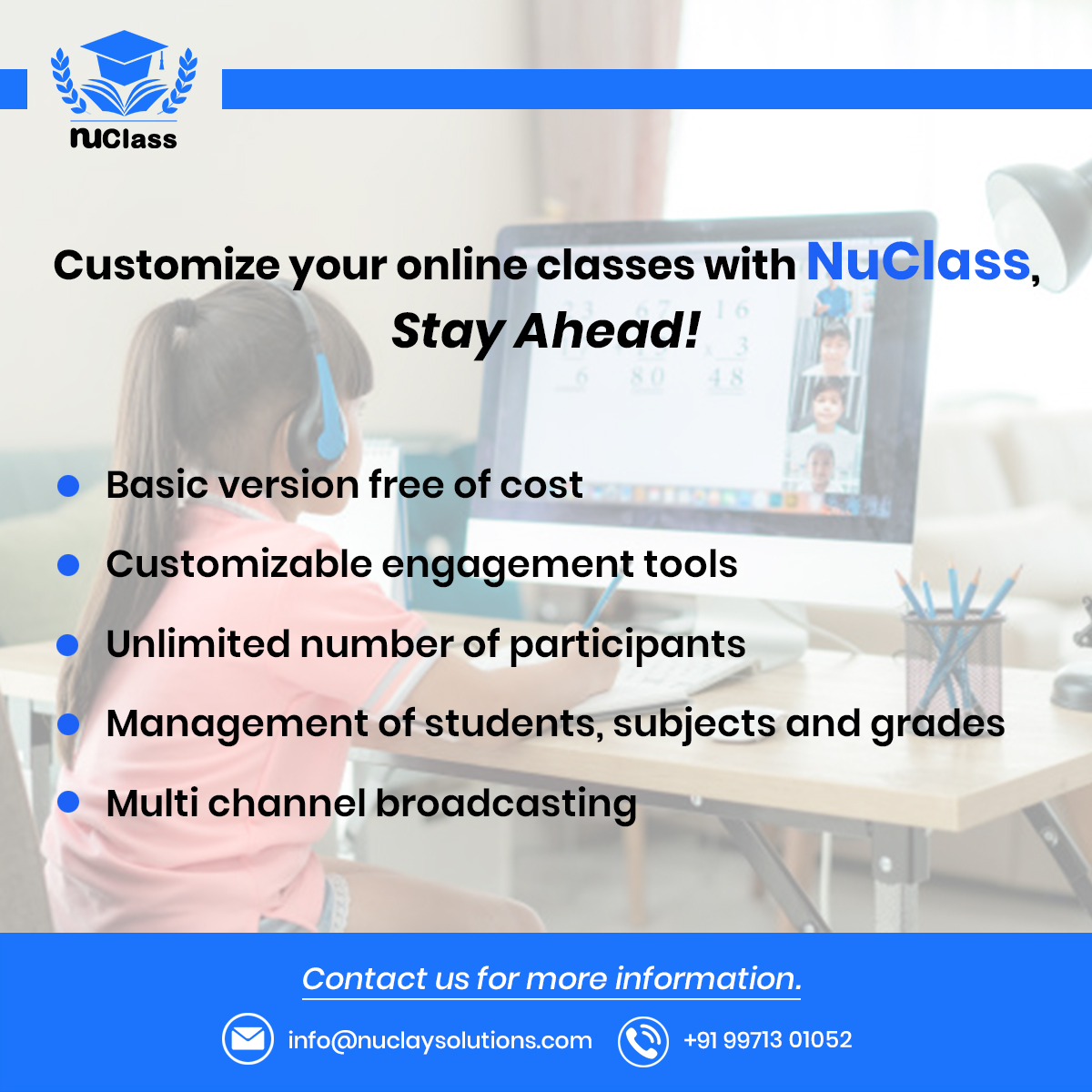 NuclaySolutions's tweet photo. Good #education is the key to growth and a better future. With NuClass, you can make your #OnlineClasses more fun and seamless. Know more by clicking on this link - https://t.co/OFMU6ZyPBr https://t.co/hu66hdpL90