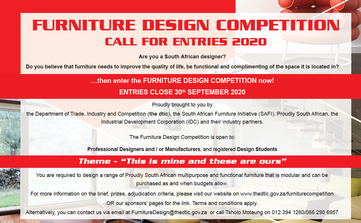 SAFIFurniture's tweet photo. DTIC | Design Competition Closes 30 September 2020 - https://t.co/Ww2wM2mcgA https://t.co/Z4qvPGnNhi