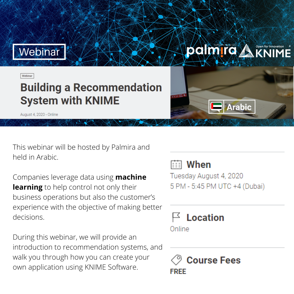 Engage to your customers more by providing the right materials using a #recommendationsystem with @knime_official.

🚀Join us on the webinar to find out more! Link in bio.

#MachineLearning #DeepLearning
#Webinar
#AI #ArtificialIntelligence #Technology
