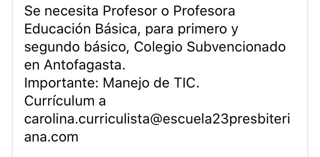 CreadorasMusas's tweet photo. Urgente, se necesita profesor (a) #Antofagasta por favor, dar RT https://t.co/hZ7GGfJe5e