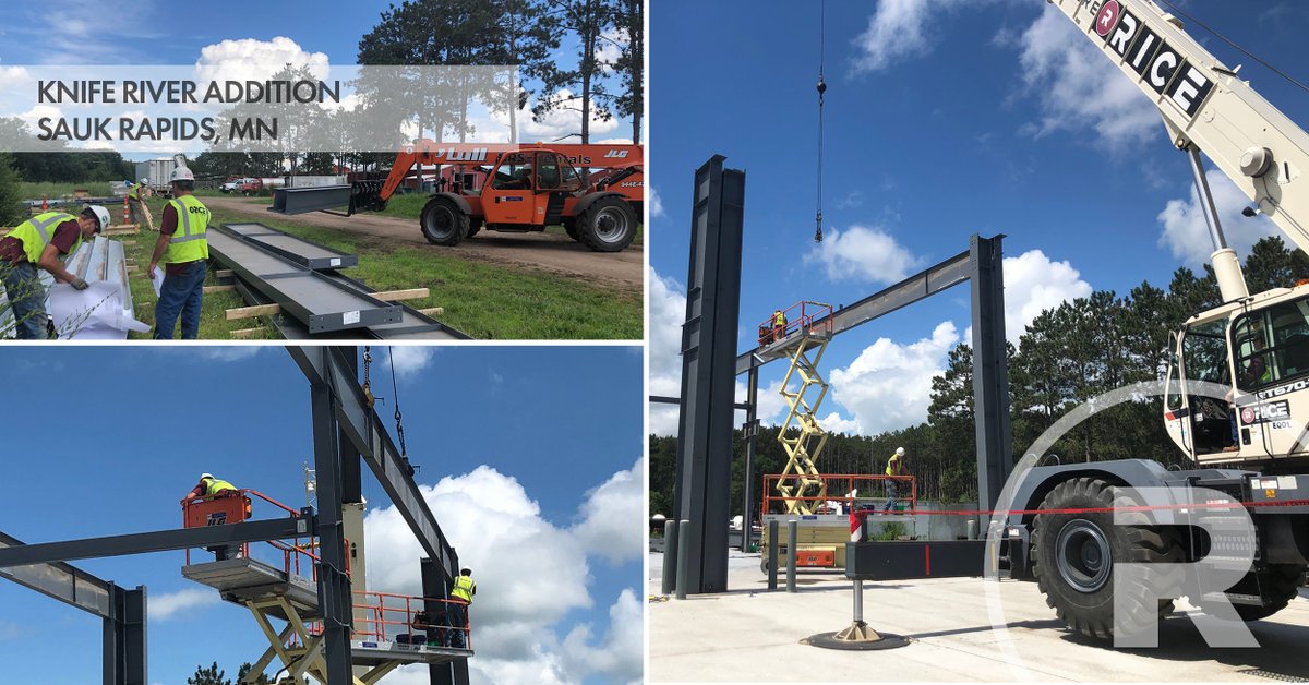 RiceCompanies's tweet photo. Construction continues at Knife River Corporation in Sauk Rapids, MN. Our crews have started setting steel on the 7,000 SF #ButlerBuilding.
#DesignBuild https://t.co/t3S63hFIPB