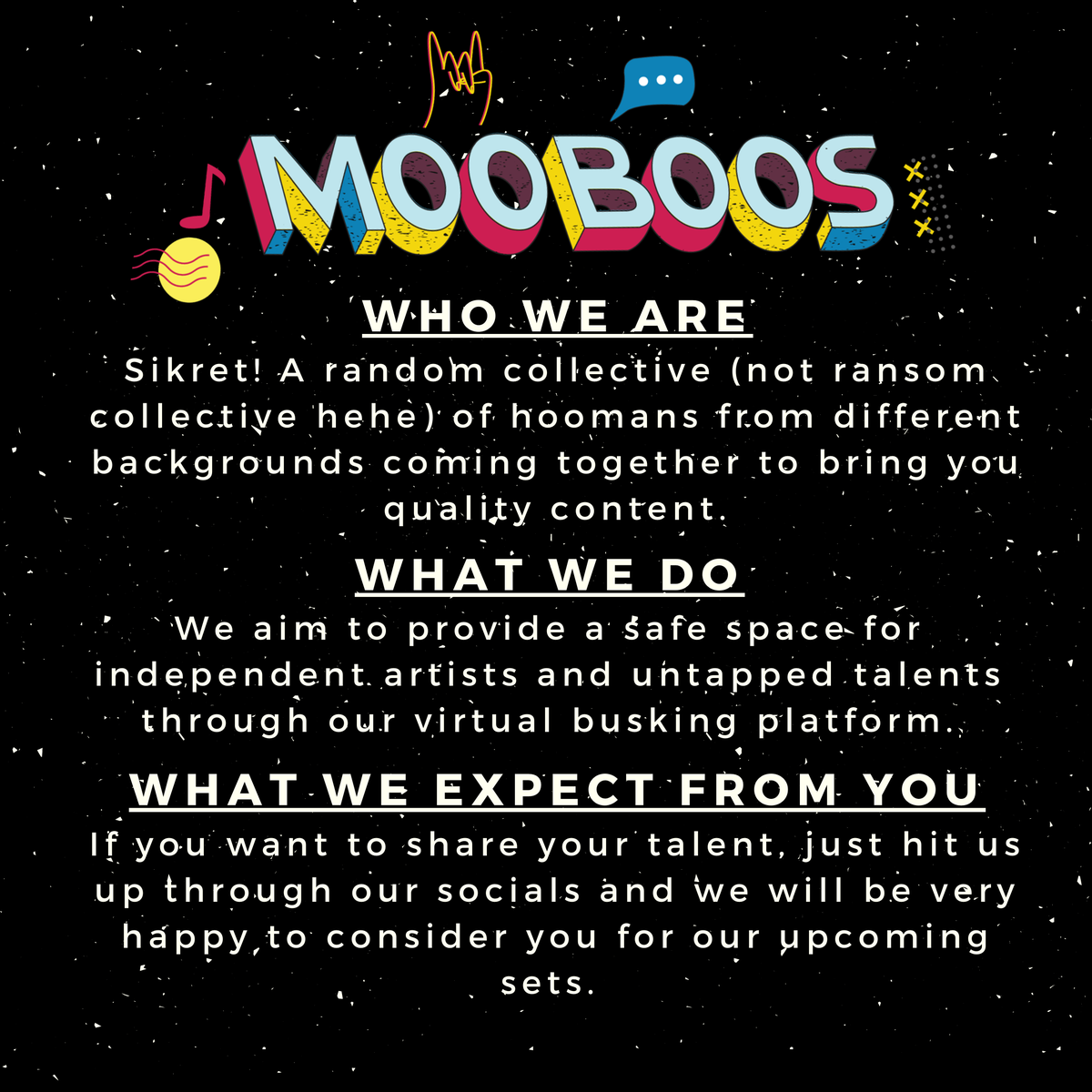 mooboosprod's tweet photo. Dahil hinintay mo kami, lagyan na naten ng label kung ano ba kami sayo...

Hi! We're Mooboos Productions and we're stoked to finally meet you! See you in our online BOOsking— este busking sessions, erp! https://t.co/Irq516EFcp