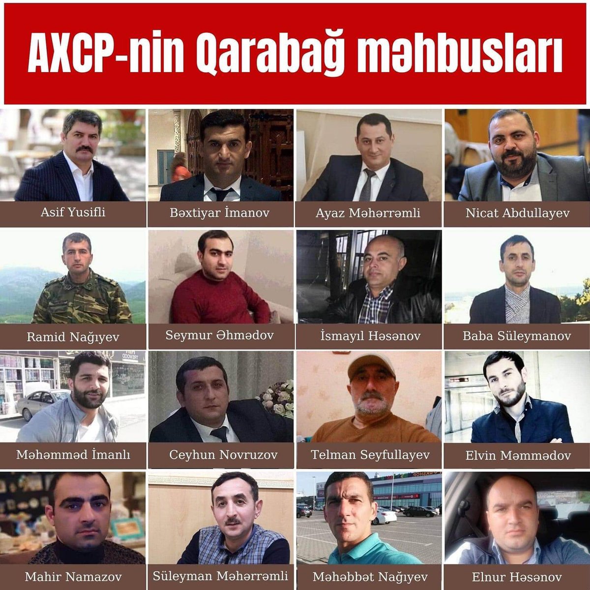 HuseynElshenog1's tweet photo. Onlar heç bir cinayət törətməyib. Dərhal azad edilməlidirlər! https://t.co/DMNX9iTmjU