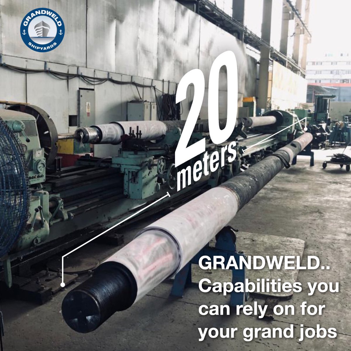 grandwelddmc's tweet photo. 20m propeller shafts repaired in our DMC workshop.
#GrandweldShipyards #Ship_Repair #Ship_Building #Made_in_the_UAE #Excellence #Industry #Maritime #Workshop #Services #Maintenance #UAE https://t.co/k3RUbo7qtj