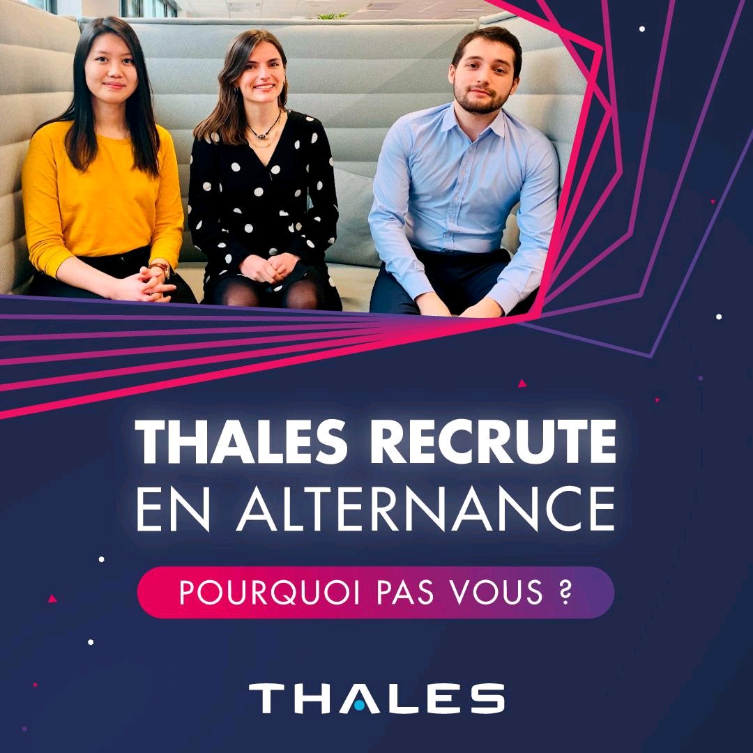 MyriamChevreui1's tweet photo. 📣 Plus de 400 offres d'alternance encore disponibles chez #Thales partout en France pour démarrer à la rentrée dans tous les métiers.
📬 Fonce sur https://t.co/SeVQ4vkqyA pour postuler !
👱‍♀️🧑 Les équipes recrutement attendent ta candidature !
#alternance #apprentissage https://t.co/qeq9LGw5HO
