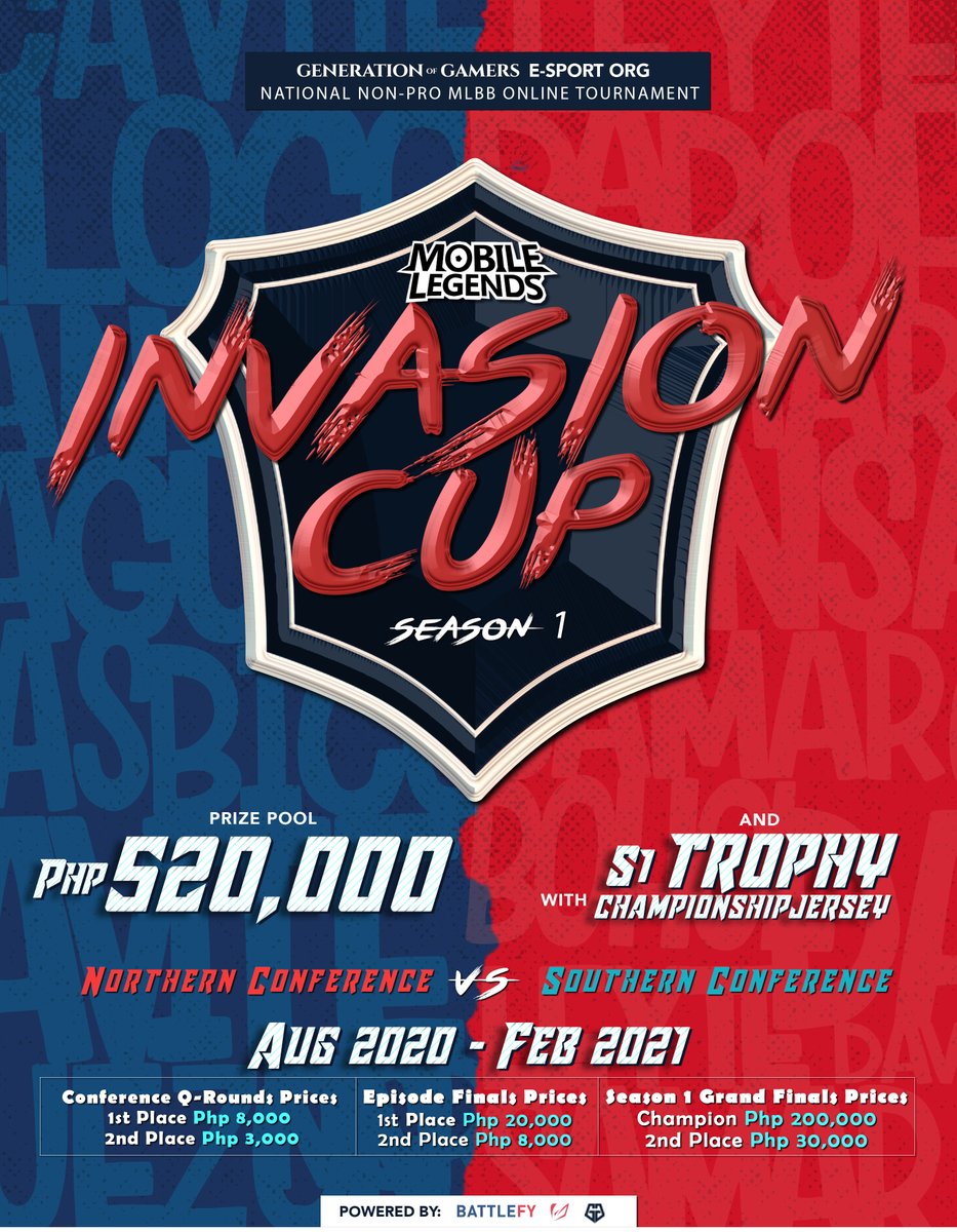GOGESportsOrg's tweet photo. MLIC SEASON ONE AUG 2020- FEB 2021
Now open for registration
#MLBB #Battlefy #GOGEO #MLICSeason1 #MLICNorthCon #MLICSouthCon #MLIC #BLACKPINKCOMEBACK #18MonthsMyAss #USTSHSHanapan2020 https://t.co/Y0hiSJYW8l