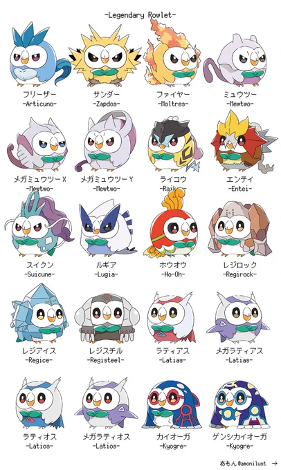 #モクローの日 
歴代の伝説のポケモン全82種(準伝説等含む)描きました!!!!!(大嘘)

(リプ欄に数匹続きます) 
