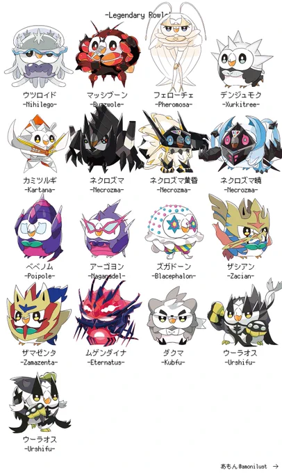#モクローの日 
歴代の伝説のポケモン全82種(準伝説等含む)描きました!!!!!(大嘘)

(リプ欄に数匹続きます) 