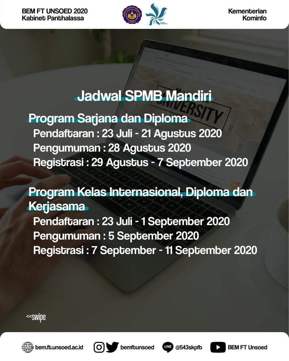 Jadwal Spmb Mandiri Unsoed 2020