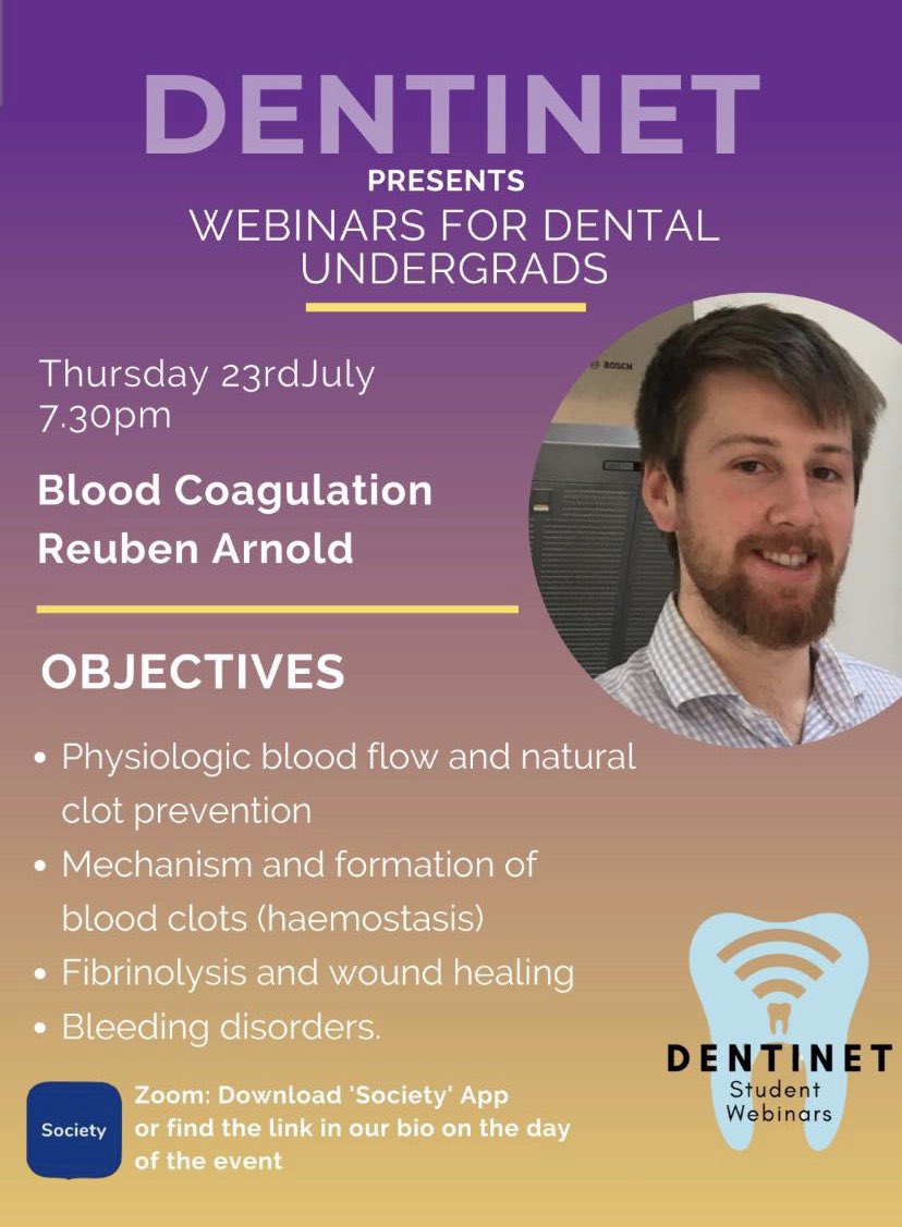 nikkixnabavi's tweet photo. calling #medstudenttwitter #dentisttwitter #dentalstudenttwitter 

📆Thursday 23rd
⏰ 7:30pm

Join DENTINET MCR for a student led webinar on blood coagulation -student to student teaching helping keep a clear &amp; simple level to improve understanding!

🦷🩸 https://t.co/BUx1c3sJan https://t.co/IO3i64LMTJ