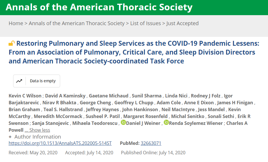 ATS_BSHSR's tweet photo. Restoring #Pulmonary and #Sleep #Services as the #COVID- #19 #Pandemic #Lessens: From an Association of #Pulmonary, #Critical #Care, and Sleep Division Directors and #American #Thoracic #Society-coordinated Task Force @AnnalsATS https://t.co/voGJ9EPzNk https://t.co/YPiBNhpxax