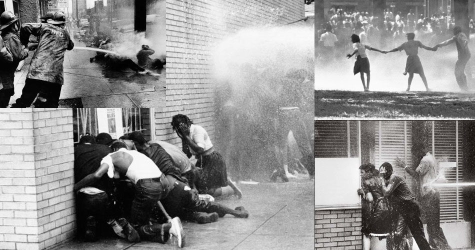 The Birmingham Fire Department blasted child civil rights marchers with powerful hoses that caused deep welts on the skin, similar to a whip.How strong were the hoses? The water pressure was reportedly at a level that would "peel bark off a tree or separate bricks from mortar."