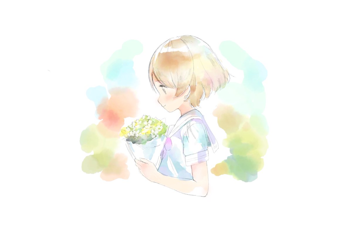 「水彩風の花陽ちゃん(髪飾りを描き忘れました) 」|エイチスのイラスト