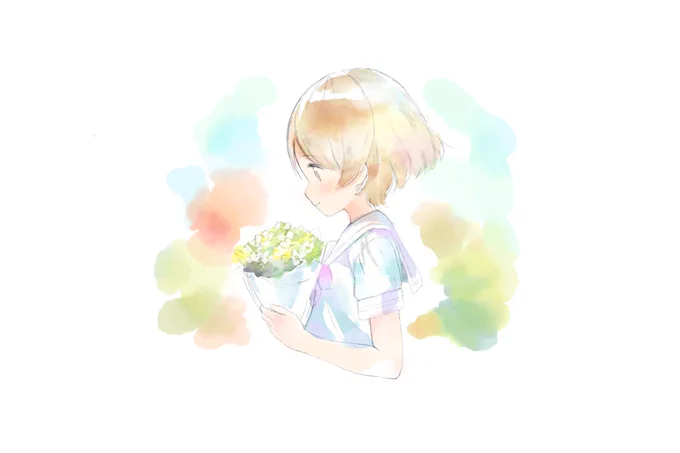 水彩風の花陽ちゃん(髪飾りを描き忘れました) 