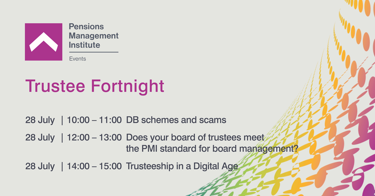 PMIPensions's tweet photo. Register to our upcoming Trustee Fortnight series. Our speakers include Robert Barham – @passageways. And Chris Roberts - @DalriadaTrustee.

More details to be confirmed. 

Find out more and register here: https://t.co/sj5hpr4rkw 

#PMIpensions #PMIwebinar https://t.co/R0mL4nnEcs