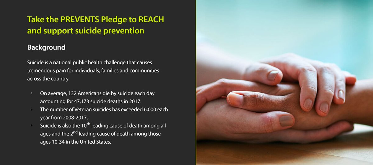 Suicide is a national public health crisis plaguing the military, veterans and our youth.

DAV and @WeArePREVENTS ask you to take the pledge to increase mental health awareness and reduce suicide for all Americans. wearewithinreach.net/pledge/