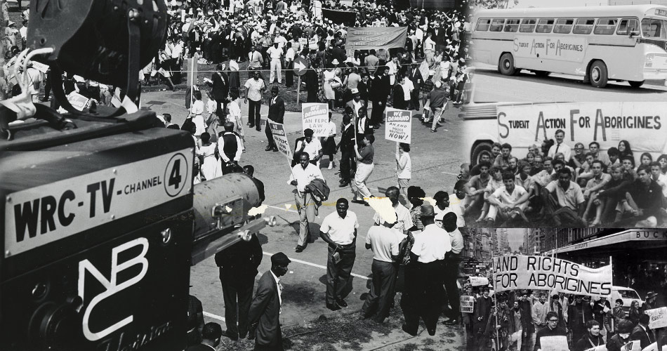 Images from America's civil rights movement were rebroadcast all over the world.In South Africa, the images inspired Nelson Mandela. In Australia they sparked a Civil Rights movement for Aboriginal Australians. They emulated American nonviolent tactics like freedom bus rides.