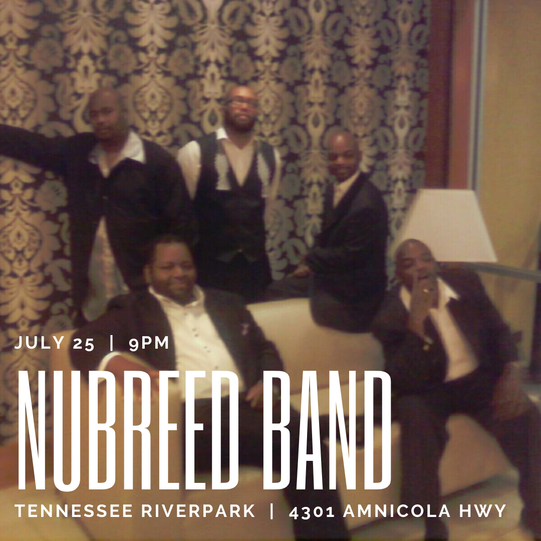 ChattUnite's tweet photo. Don't miss Chattanooga's own NuBreed Band Saturday at Tennessee Riverpark! This high energy band has been playing R&B, Blues, Jazz and Country music for more than a decade.
#freeconcert #livemusic #localbands #coldbeer #freshcocktails #localfoodtrucks #maskupCHA https://t.co/l1G6OVE910