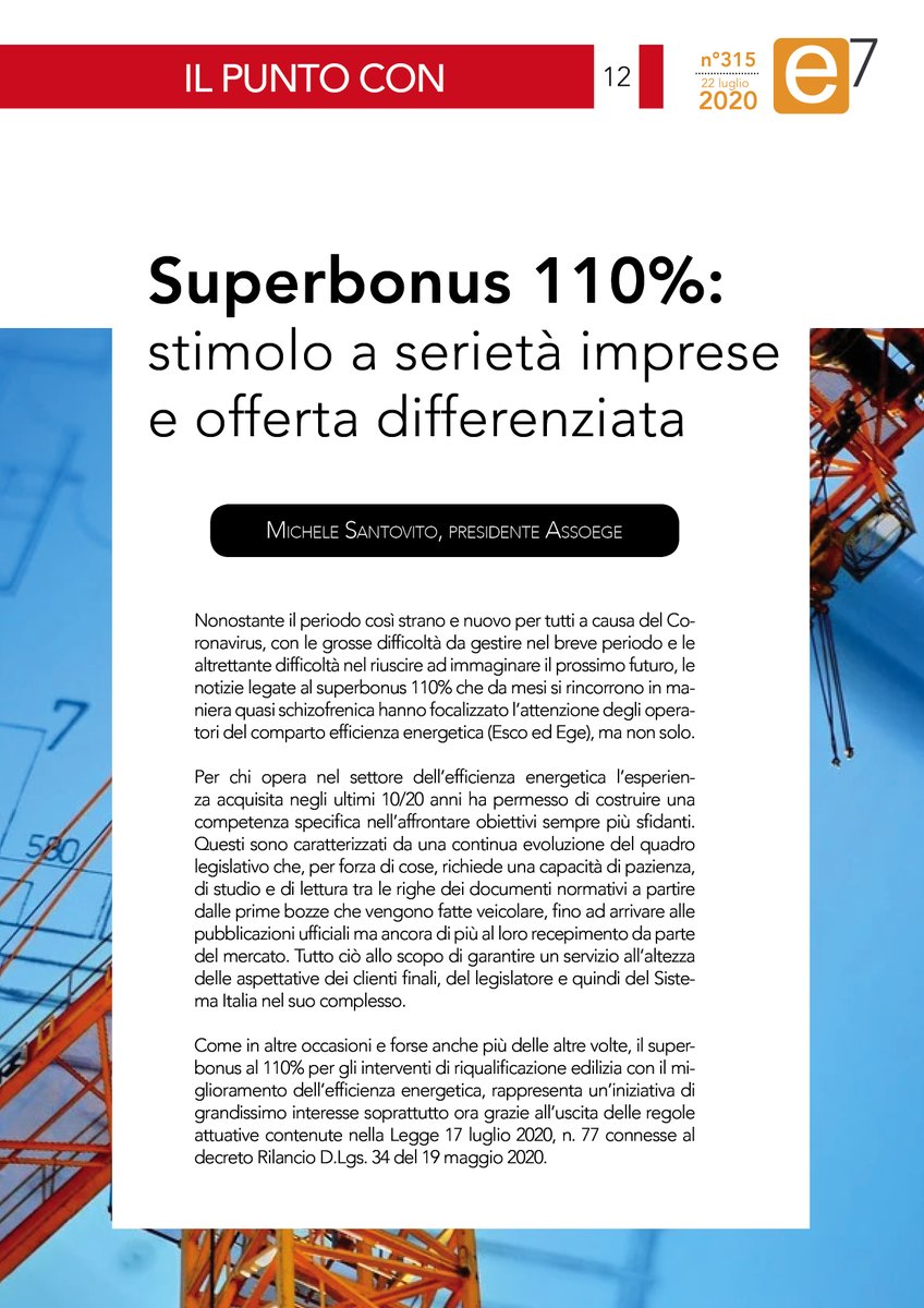 Su #e7 #ilpuntocon @MicheleSantovito @Assoege '#Superbonus 110%: stimolo a serietà imprese e offerta differenziata' #efficienzaenergetica gruppoitaliaenergia.it/files/e7del202…