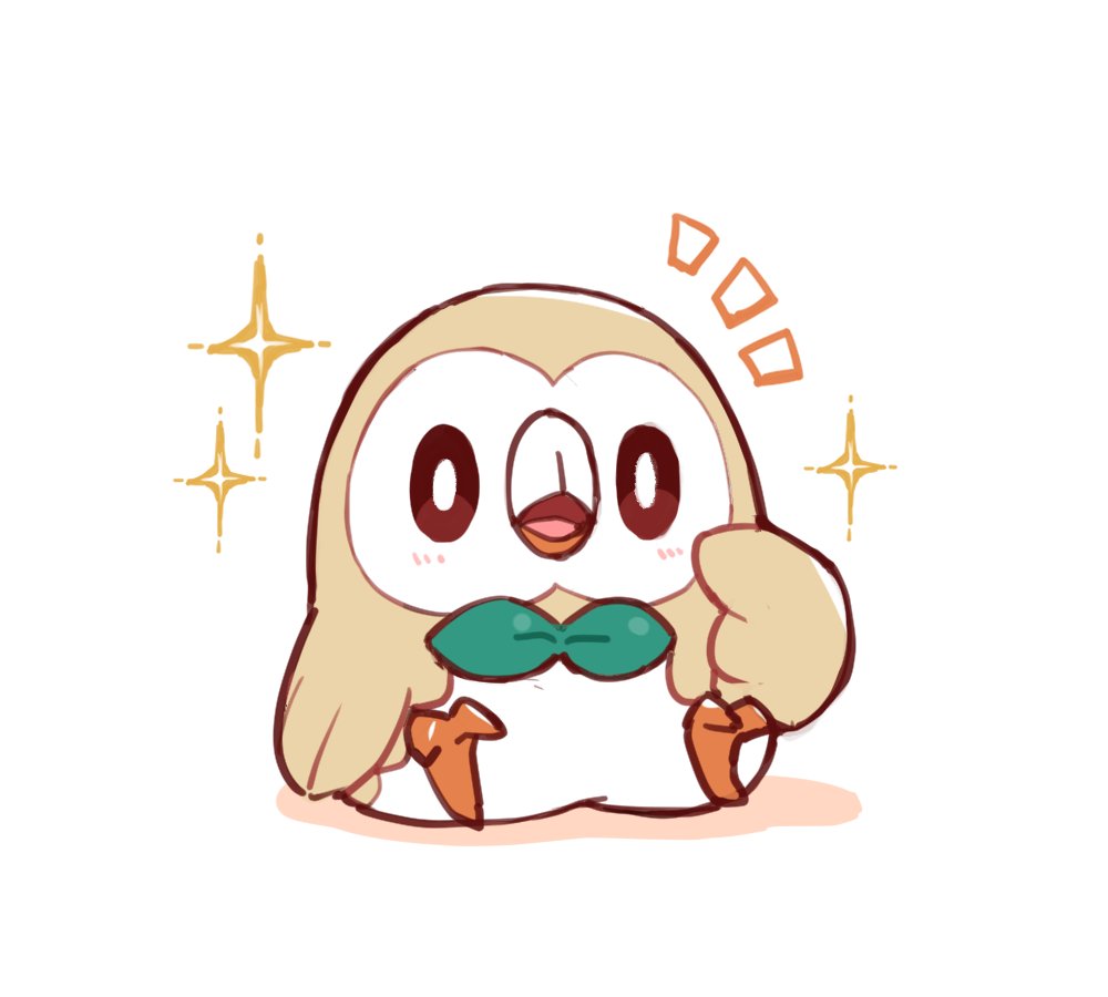 rowlet no humans pokemon (creature) solo sparkle owl notice lines bird  illustration images