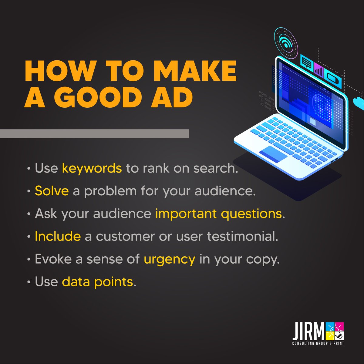 Jriveramora's tweet photo. Some useful tips to make good ads.
#ads #goodads #tips #marketingexperts #marketingstrategies #consultinggroup #consultingservices https://t.co/Vs3CtYtUAb