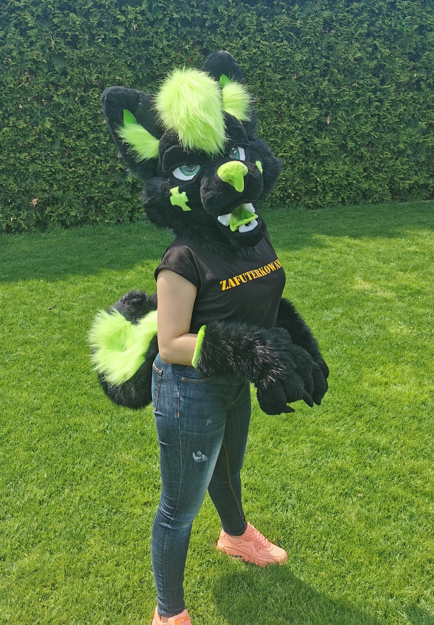 CoverWithFur on Twitter "Black and green wolf mini partial 😁😁 