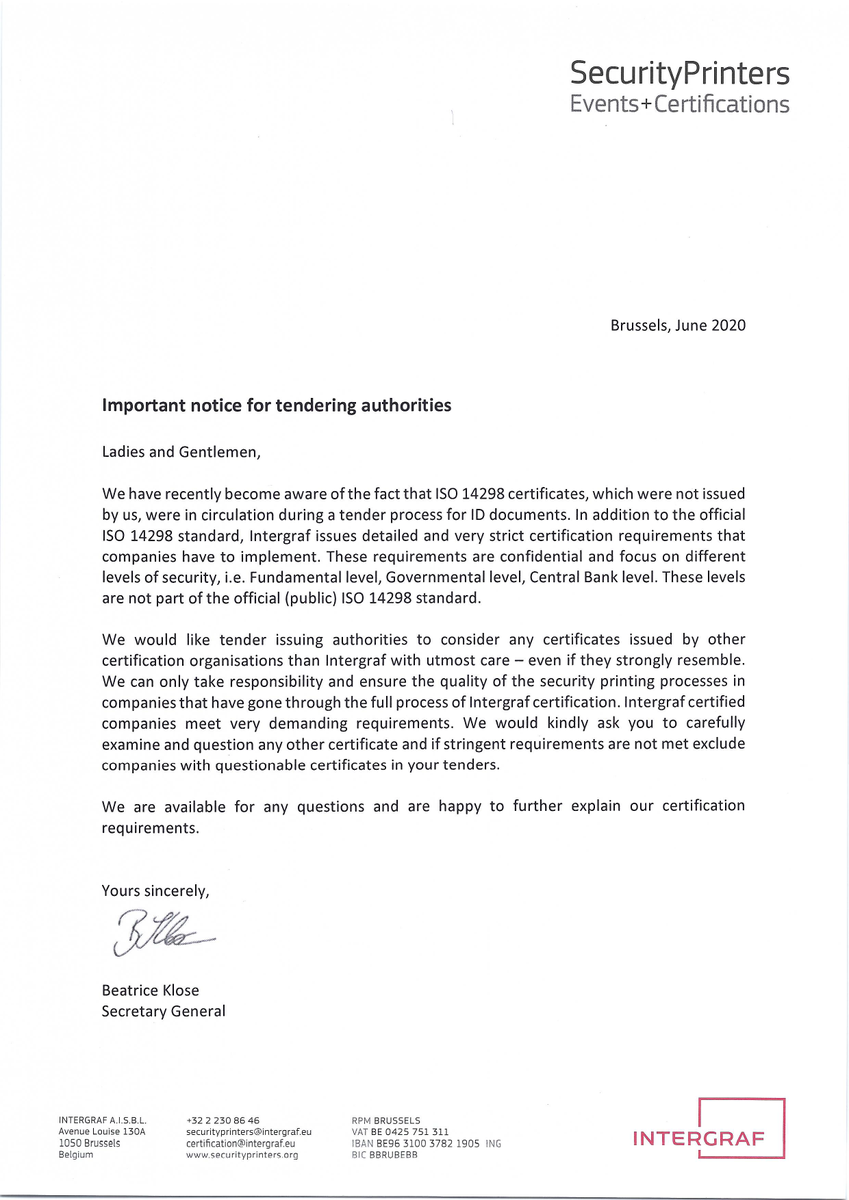 nucleusindia's tweet image. Attention : Security Printing Manufacturers and Tendering Authorities

Intergraf recently released an notice regarding the #ISO14298 certificates

#securityprinting #Securityprinters #Bankcards #personalisation #personalization #Intergraf