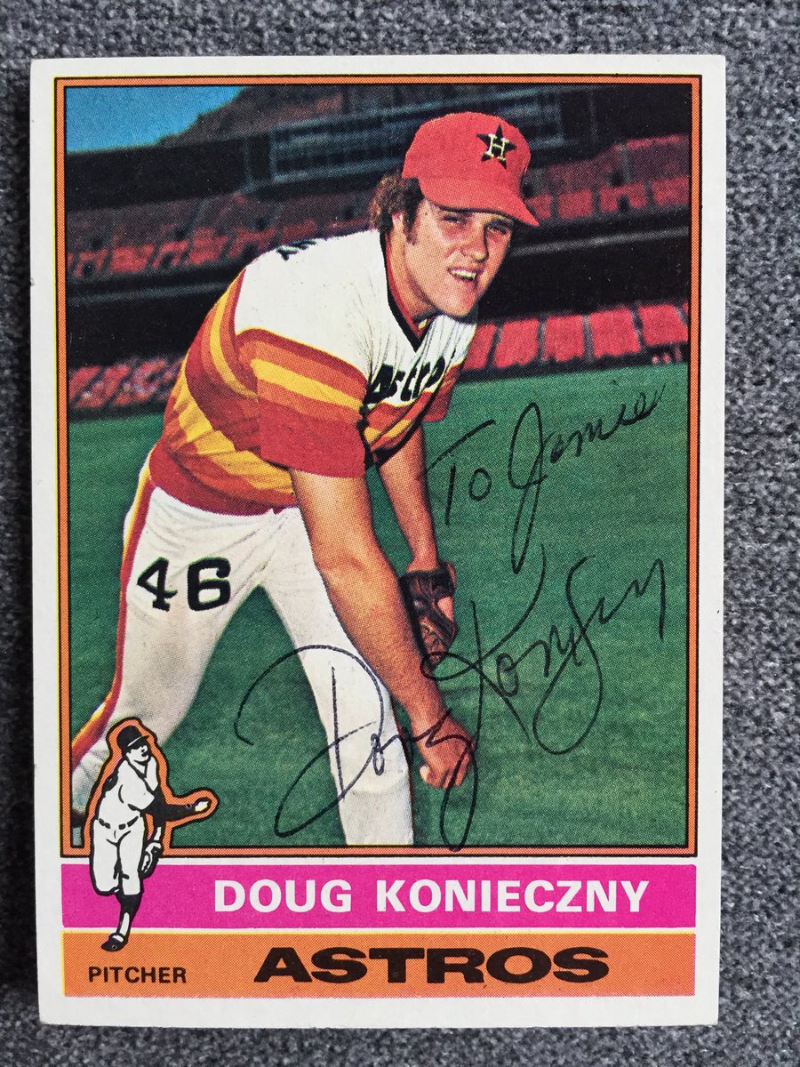 SNETCampbell's tweet photo. #TheDailyCard Doug Konieczny: pronounced “kuh-NEZ-nee”. One of only five MLB players from Wayne State University (including #BlueJays Anthony Bass). Was surprised Lou Brock once stole 2nd on first pitch, without seeing his delivery. Said Brock, “I saw it during batting practice.” https://t.co/C5OvZvvjkX
