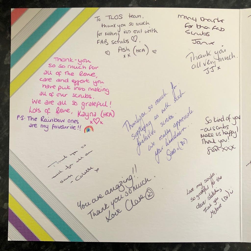Look what came through the letter box! A wonderful Thank You card from some of our local heroes at the Sheep Market in Stamford! Thank you local heroes!! 

Well done all of you sewing heroes! What incredible work supporting our healthcare staff. 💙🌈👌🏼🤩❤️🥰🎉