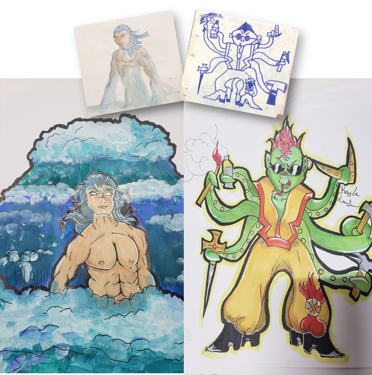 LuuluSoul's tweet photo. So one of my favorite art-tubers, Jazza set up a competition challenge to redraw his art! I think we were only suppose to pick one? I couldn't pick just ONE you know? So here they are. Top 2 are his, and bottom 2 are mine.
#RemakeJazzasArt
#artchallenge
#isthishowyoutwitter https://t.co/PqEBhuTAAF