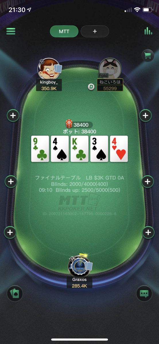 AggGuild's tweet photo. ねこいろはが$30トーナメント 残り3人に入ってます〜！
応援してあげてください！🏃‍♀️🏃‍♀️🏃‍♀️👏👏

僕らのヒーロー！
ねこいろは！ねこいろは！

#kkpoker https://t.co/TFkOPZuest