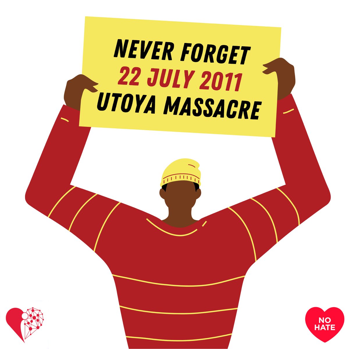 nohatespeechnet's tweet photo. The No Hate Speech Network commemorates 22 July in memory of the young victims of the Utoya massacre that happened in 2011. Through our activism, we stand for all the victims of hate crimes... https://t.co/p3v5S3vJCc